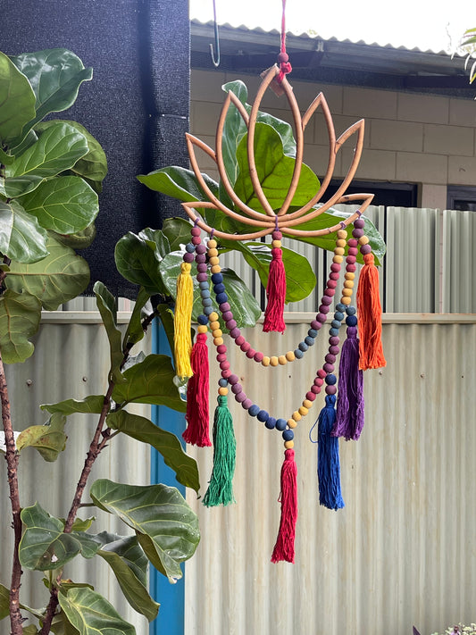 Lotus Flower Decor Hanger - Rainbow