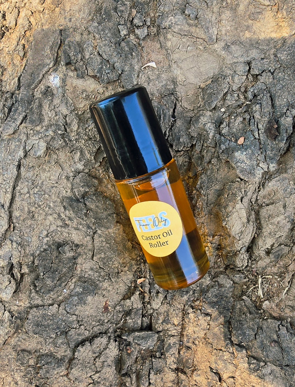 Black Castor Oil Roller with choice of Rose Quartz, Amethyst or Green Adventurine roller ball