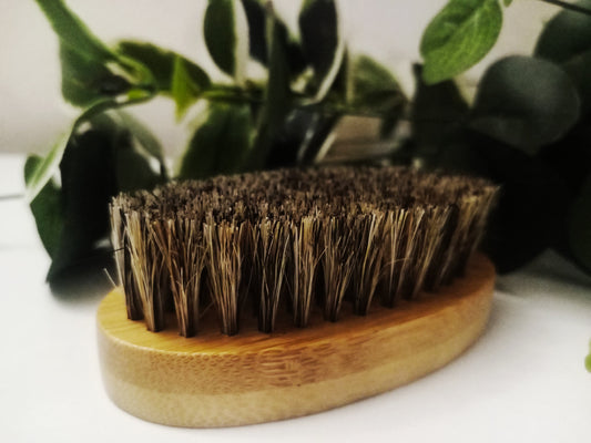 Our Beard Brush the natural boar bristle for men, compact brush made of natural wood. Can be used on beards and moustaches while laying in the palm of your hand easily.